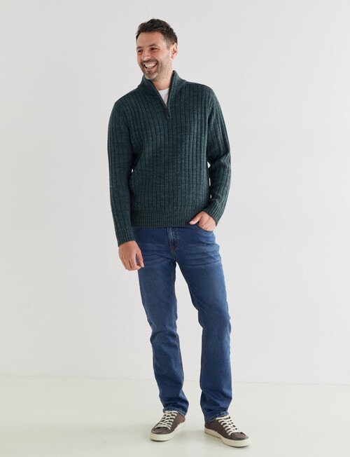 Chisel Quarter Zip Ribbed Sweater, Teal Marle product photo View 03 L
