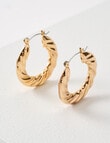 Earsense Rope Twist Click Back Hoops, Imitation Gold product photo