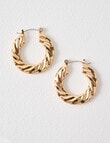 Earsense Rope Twist Click Back Hoops, Imitation Gold product photo View 02 S