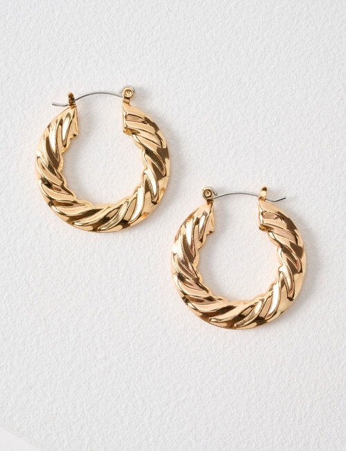 Earsense Rope Twist Click Back Hoops, Imitation Gold product photo View 02 L