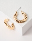 Earsense Rope Twist Click Back Hoops, Imitation Gold product photo View 03 S