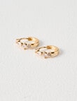 Earsense Small Huggie Hoops with CZ Baguettes, Imitation Gold product photo View 03 S