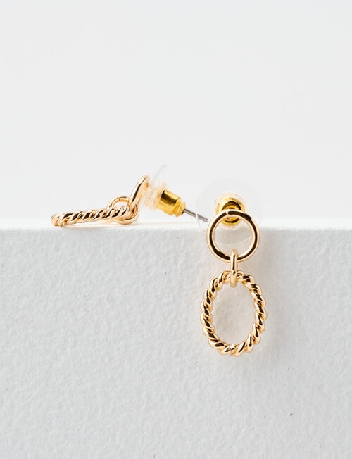 Earsense Circle & Oval Rope Drop Earrings, Imitation Gold product photo View 02 L