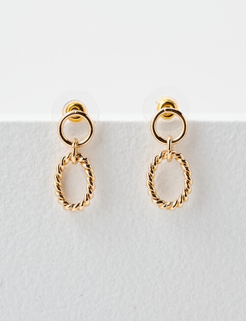 Earsense Circle & Oval Rope Drop Earrings, Imitation Gold product photo View 03 L