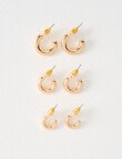 Earsense Thick J Hoop Trio, Imitation Gold product photo