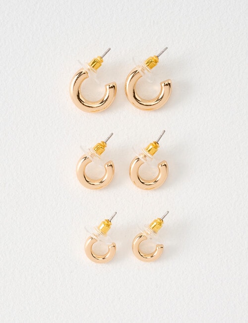 Earsense Thick J Hoop Trio, Imitation Gold product photo
