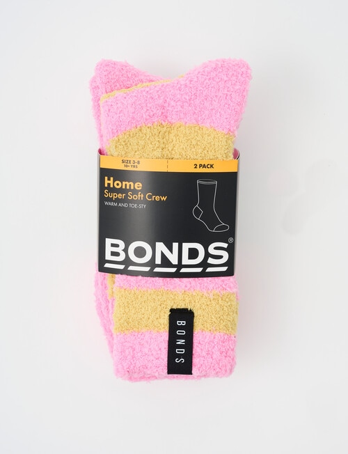 Bonds SuperSoft Crew Socks, 2-Pack, Pink Lemon product photo View 02 L