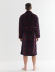 Chisel Check Fleece Robe, Navy & Burgundy product photo View 02 S