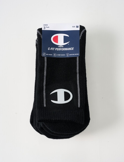 Champion C-Fit Crew Sock, 3-Pack, Black product photo View 02 L