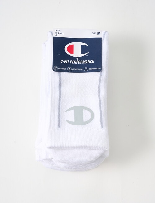 Champion C-Fit Crew Sock, 3-Pack, White product photo View 02 L