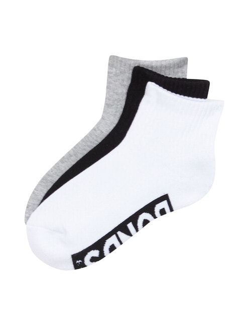 Bonds Logo Quarter Crew Sock, 3-Pack, Grey, Black & White product photo View 03 L