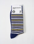 Mazzoni Merino Acrylic-Blend Stripe Sock, Blue & Yellow product photo View 02 S