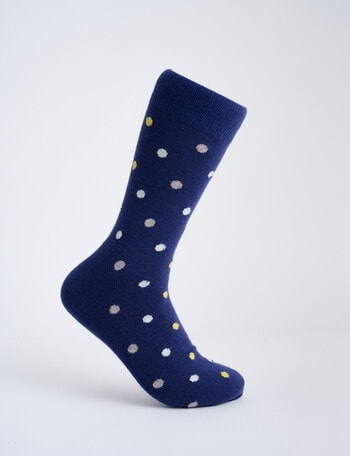 Mazzoni Merino Acrylic-Blend Spot Sock, Blue & Yellow product photo