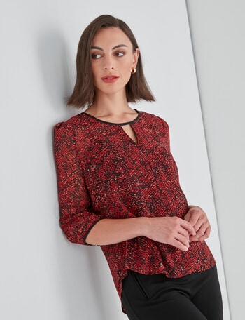Oliver Black Three-Quarter Keyhole Top, Red Snake product photo