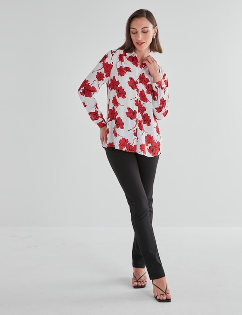 Oliver Black Collar Shirt, Red Flower product photo View 03 L