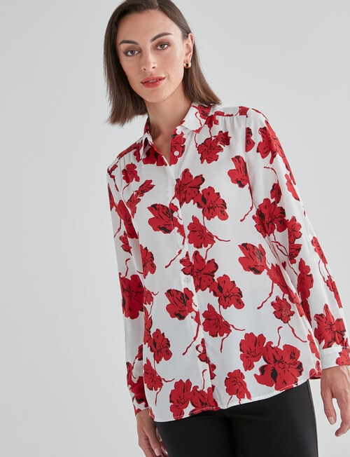 Oliver Black Collar Shirt, Red Flower product photo View 04 L