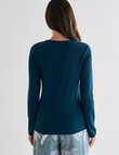Whistle Sleep V-Neck Henley Top, Petrel product photo View 02 S