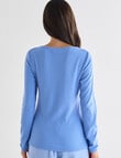 Whistle Sleep V-Neck Henley Top, Blue product photo View 02 S