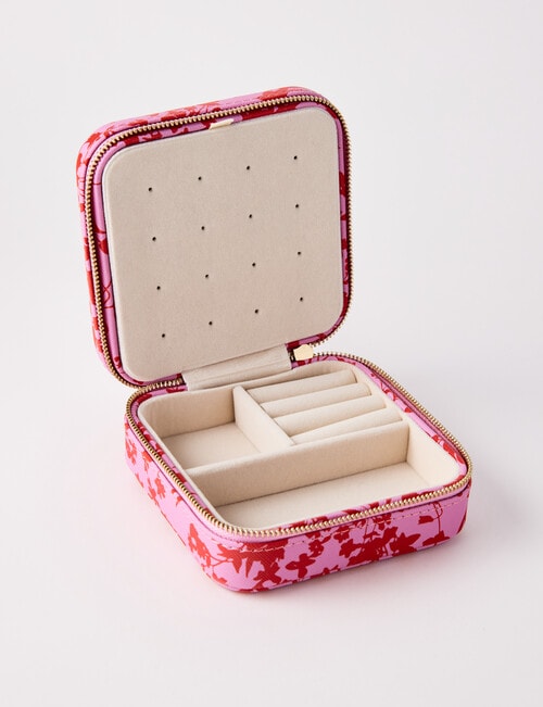 Whistle Accessories Floral Print Square Jewellery Box, Pink product photo View 02 L