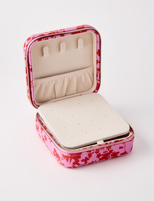 Whistle Accessories Floral Print Square Jewellery Box, Pink product photo View 03 L