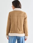 Whistle Aviator Jacket, Tan & Ivory product photo View 02 S