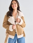 Whistle Aviator Jacket, Tan & Ivory product photo View 04 S