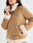 Whistle Aviator Jacket, Tan & Ivory product photo View 07 S