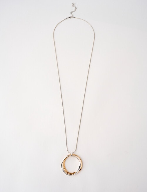 Whistle Accessories Double Molten Ring Long Necklace, Imitation Gold & Silver product photo