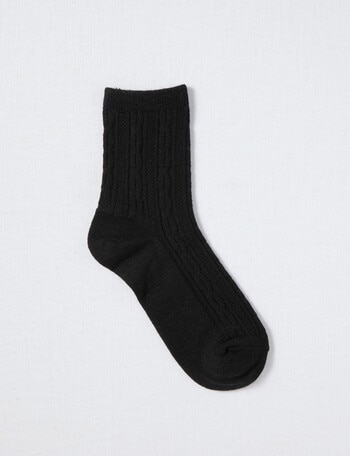 Lyric Wool Blend Cable Q Crew Socks, 1- Pack, Black, 4-11 product photo