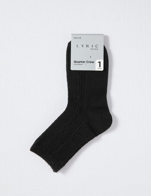 Lyric Wool Blend Cable Q Crew Socks, 1- Pack, Black, 4-11 product photo View 02 L