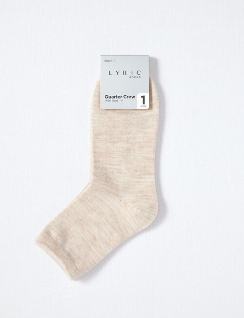 Lyric Wool Blend Q Crew Sock, 1-Pack, Almond Marle, 4-11 product photo View 02 L