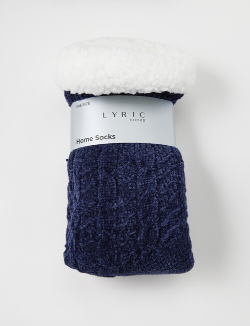Lyric Sherpa Lined Chenile Sock, 1-Pack, Navy Marle product photo View 02 L