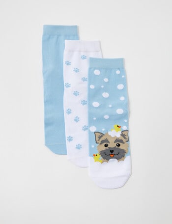 Lyric Cotton Blend Quater Crew Sock, 3-Pack, Sky Puppy product photo