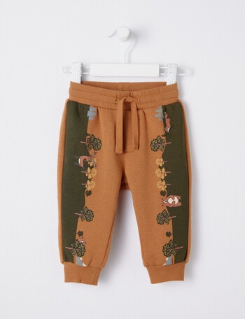 Teeny Weeny Woodland Adventure Fleece Track Pants, Tan product photo