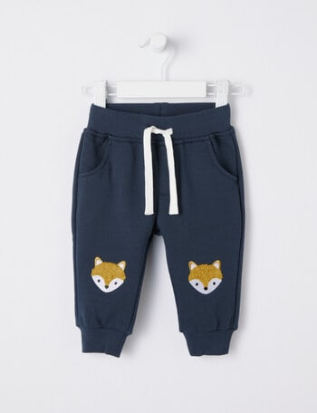 Teeny Weeny Fox Fleece Track Pants, Navy product photo