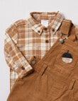 Teeny Weeny Cord Overalls & Flannel Check Shirt Set, 2-Piece, Brown product photo View 02 S