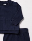 Teeny Weeny Waffle Track Suit Set, 2-Piece, Navy product photo View 02 S