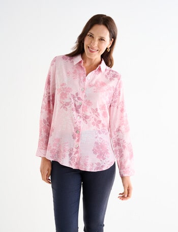 Ella J Classic Shirt, Blush Floral product photo