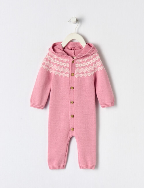 Little Bundle Knitted All in Onesie, Pink product photo