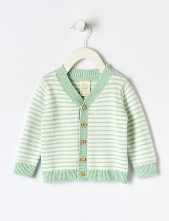 Little Bundle V-Neck Striped Knit Cardigan,Mint product photo