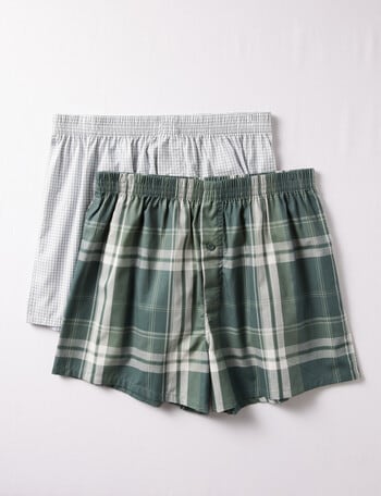 Chisel Check Cotton Boxer, 2-Pack, Green product photo