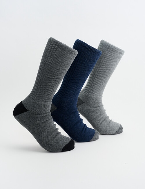 Chisel Cushioned Foot Casual Crew Sock, 3-Pack, Navy & Grey product photo