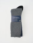 Chisel Cushioned Foot Casual Crew Sock, 3-Pack, Navy & Grey product photo View 02 S