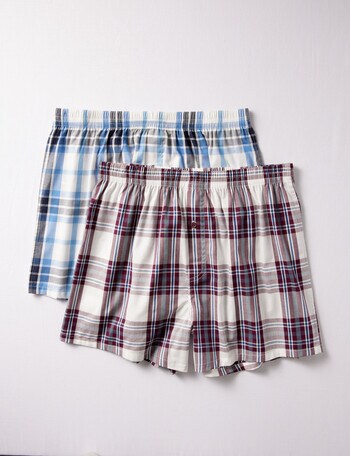 Chisel Cotton Check Boxer, 2-Pack, Burgundy & Blue product photo