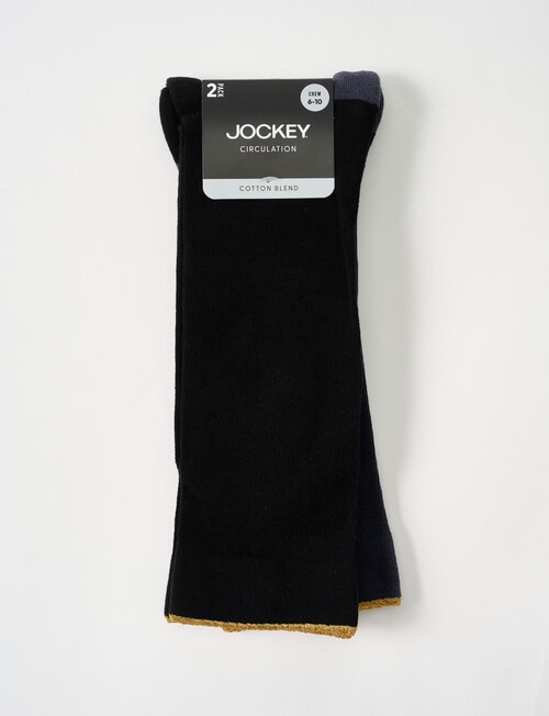 Jockey Gold Top Cotton-Blend Circulation Socks, 2-Pack, Black & Grey product photo View 02 L