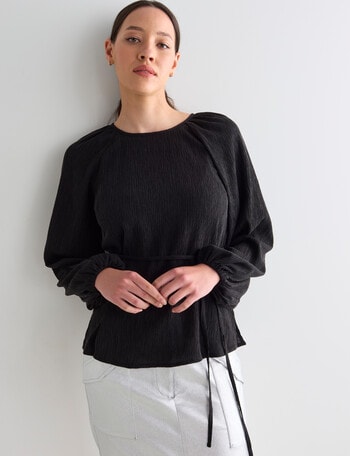 State of play Salut Crinkle Blouse, Black product photo