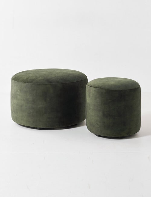 LUCA Brooklyn Fabric Ottoman Small, Velvet Green product photo View 07 L