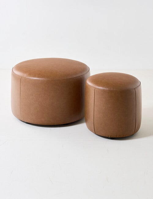 LUCA Furniture Brooklyn Leather Ottoman Large, Bark product photo View 07 L