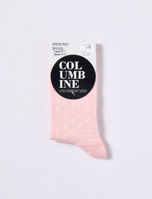 Columbine Pin Dot Merino Crew Sock, Powder & White product photo View 02 L