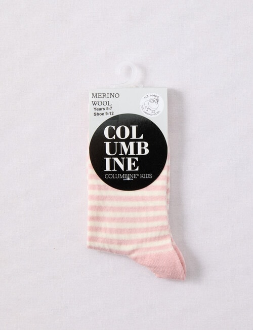 Columbine Stripe Merino Crew Sock, Powder & Cream product photo View 02 L